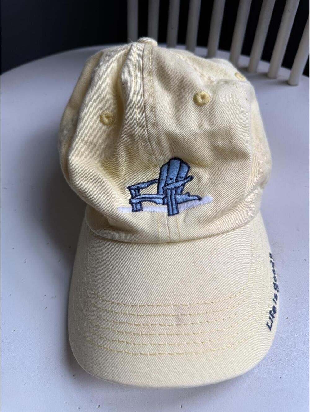 Life is Good Yellow Embroidered Adirondack Chair Baseball Cap Hat